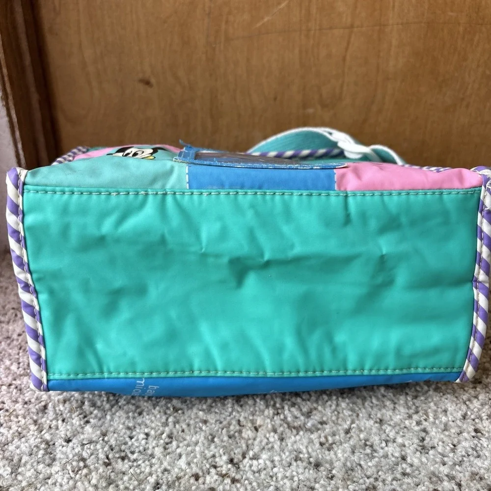 Vintage 90s DISNEY BABIES Baby Mickey Mouse Diaper Bag Vinyl Tote Teal White